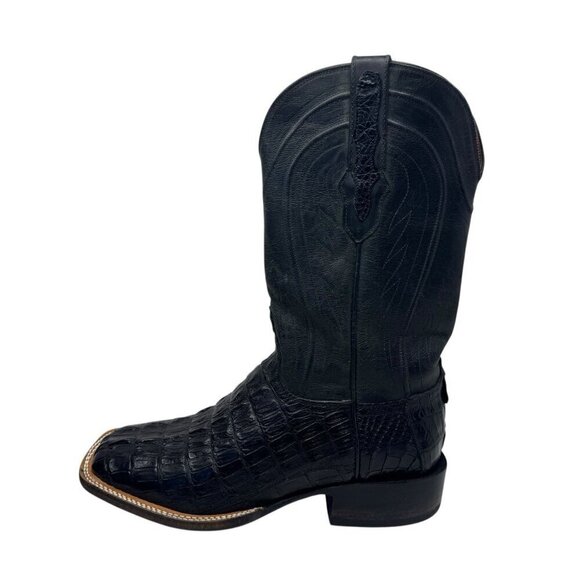 Black Jack B116 Caiman Tail Mens 9.5 EE Cowboy Boots Black leather croc western main image 11